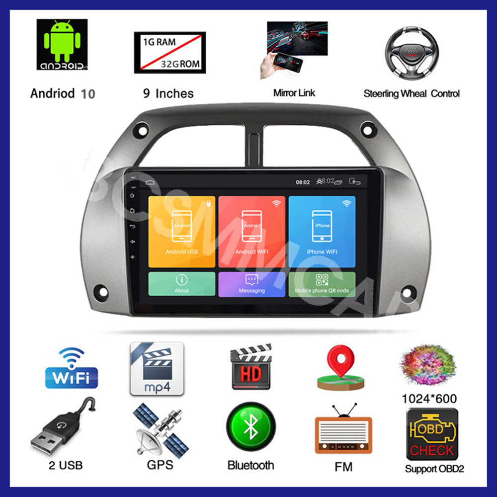 9 Touch Screen Car Stereo 2Din Radio GPS WiFi Fit for Toyota RAV4 2001-2006