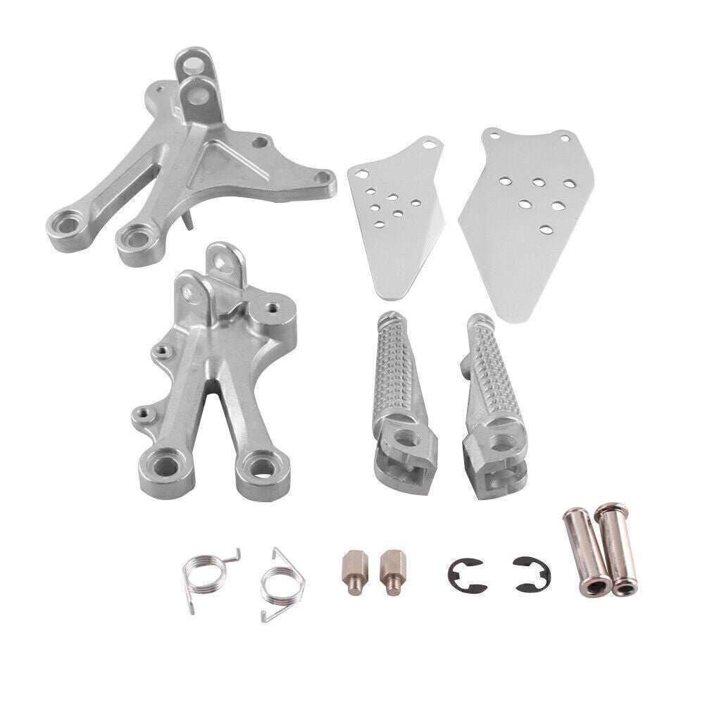 Front Foot Pegs Footrest Bracket Silver for Kawasaki ZX10R 2004 2005