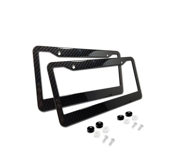 Suitable for modern car license plate frame cover caps, trunk black carbon fiber