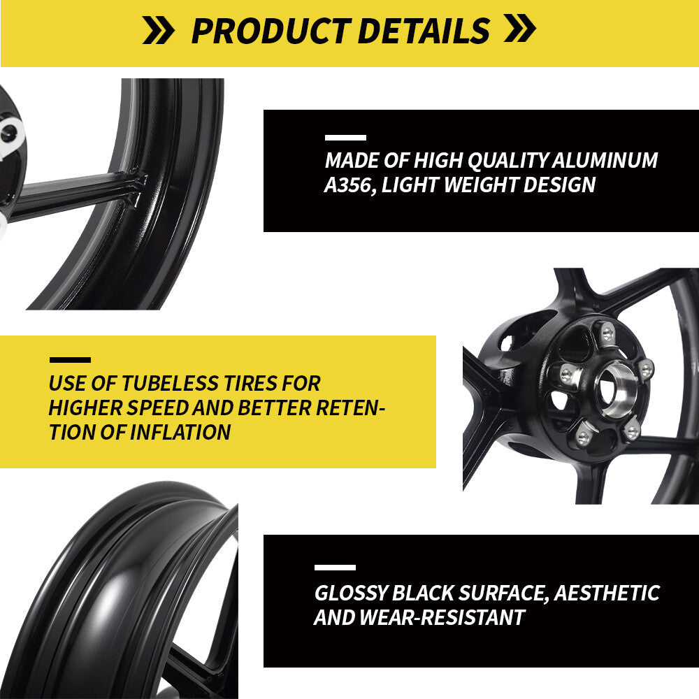 Front Wheel Rim 17 x 3.5 for Kawasaki Z900 Z650 650 17-2024 Gloss Black