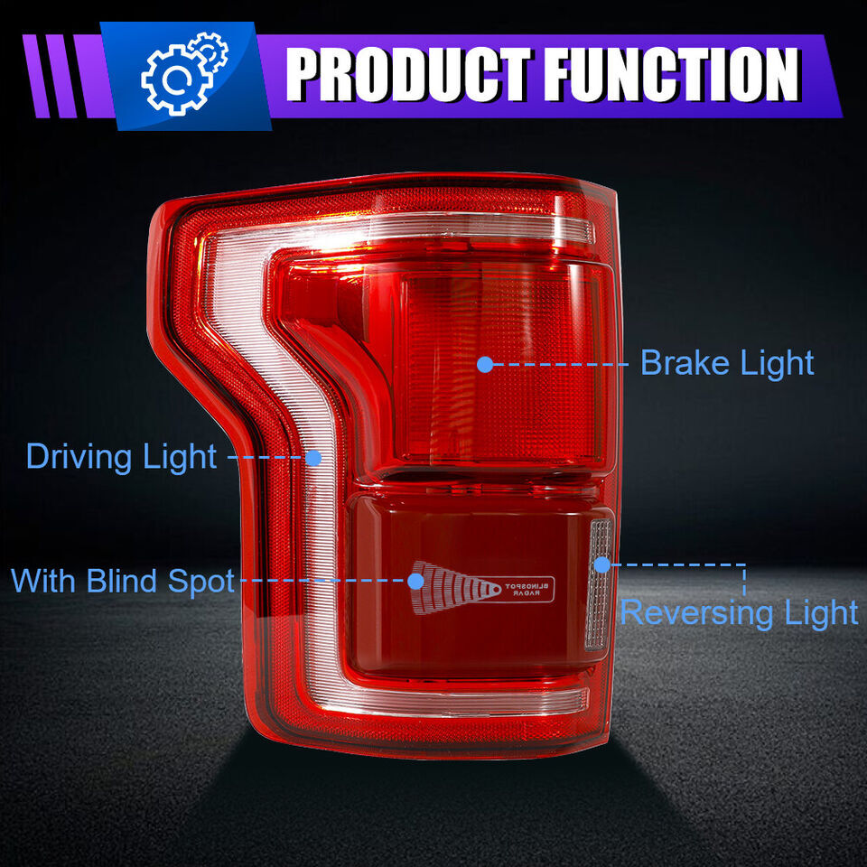 Applicable to 2015-2017 for Ford F-150 F-150 with blind spot left drive side LED taillights and brakes.