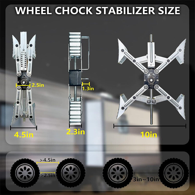 2pcs RV Camper Stabilizer Wheel Tire Lock Chock Drill Adjusted Dual Axel Trailer