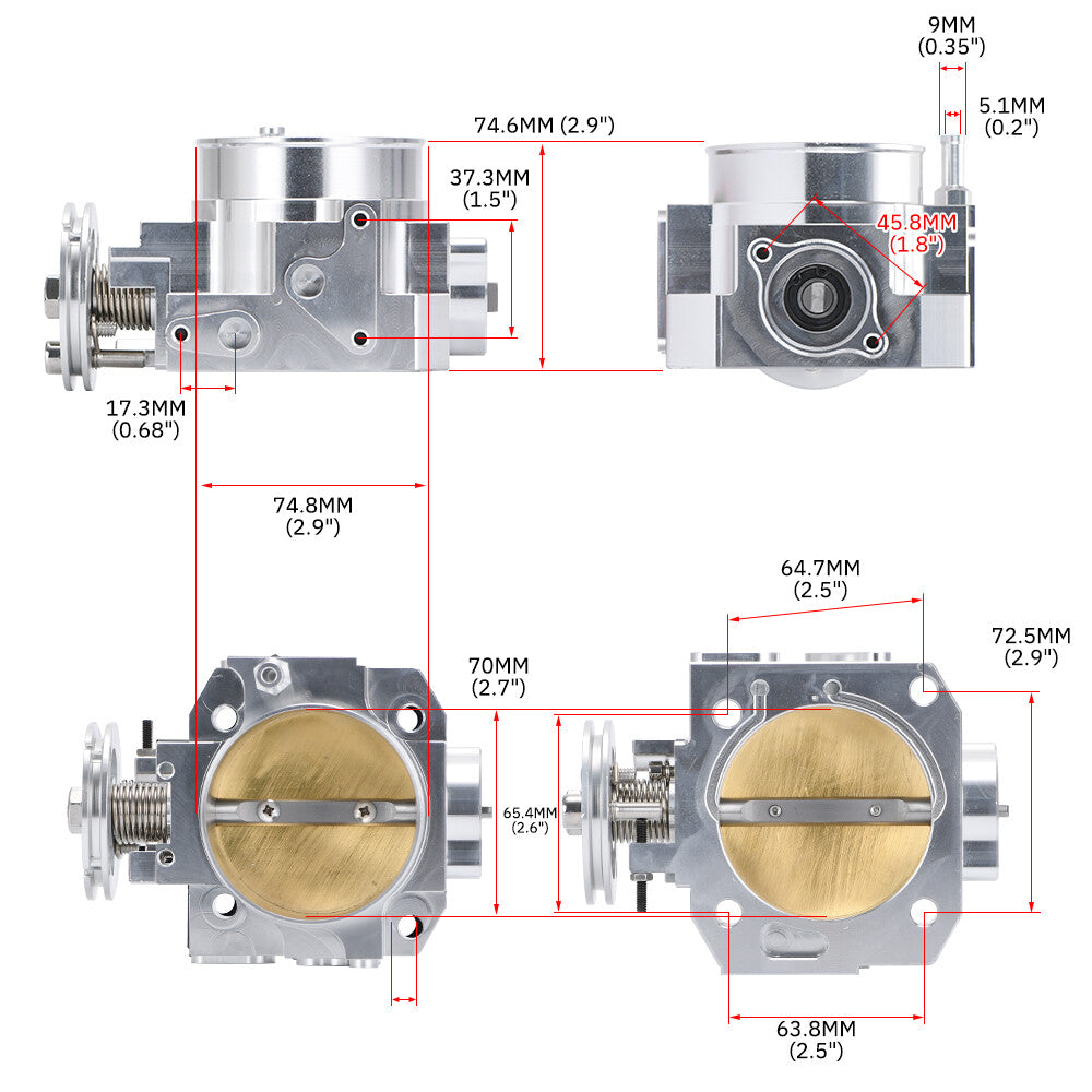 K-series Alu Intake Manifold 70MM Throttle Body for Honda for Acura K20 K24 Silver