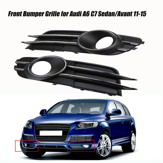 Left + Right Front Bumper Fog Light Grille Protective Cover 4G0 807 681 Suitable for Audi A6 C7
