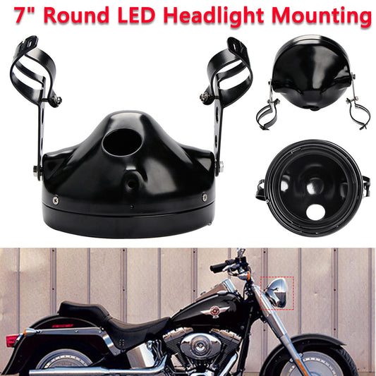 Universal 7 LED headlight mounting bucket with bracket for Harley-Davidson motorcycles