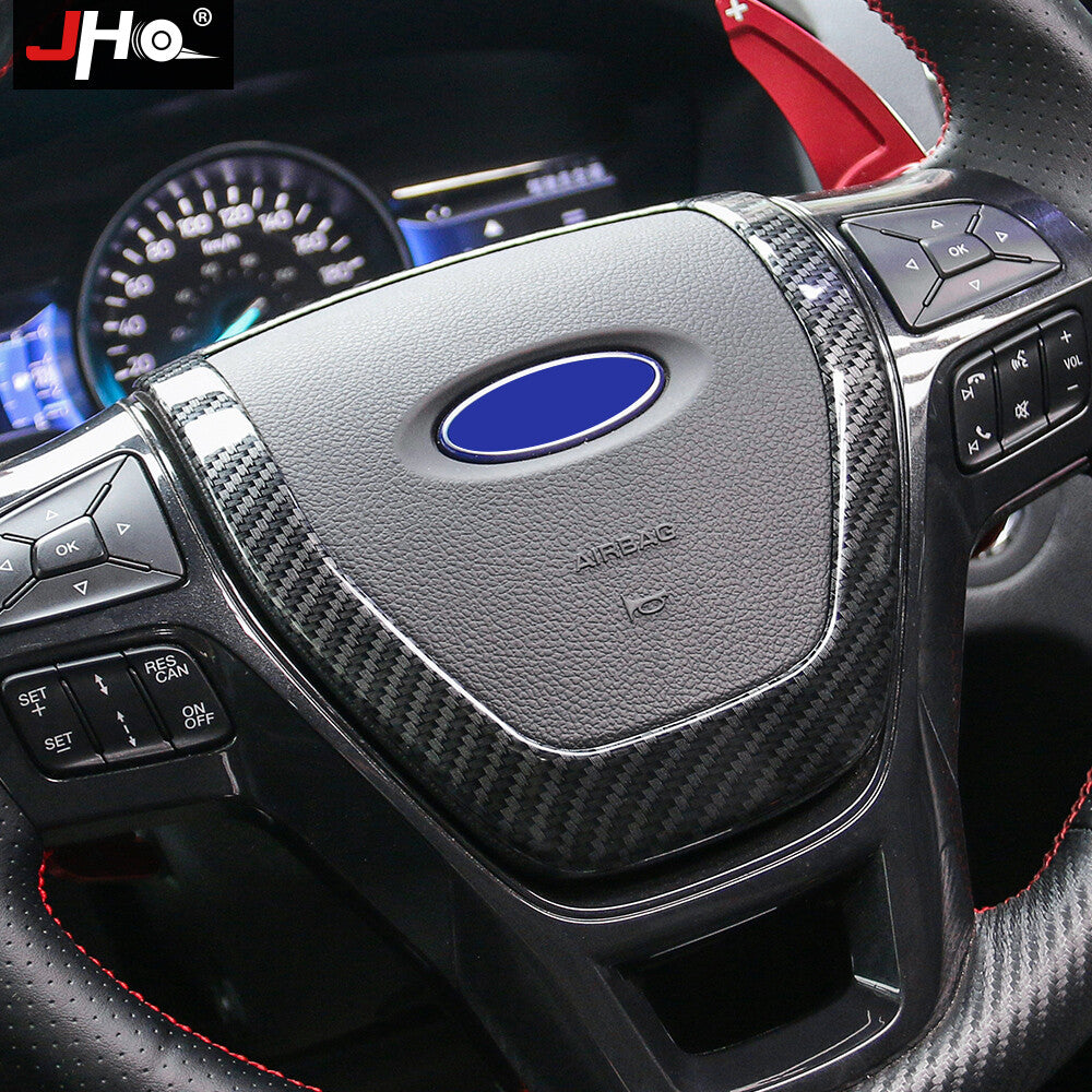 Carbon Fiber Steering Wheel Frame Trim Decor Black for Ford Explorer 2013-2018