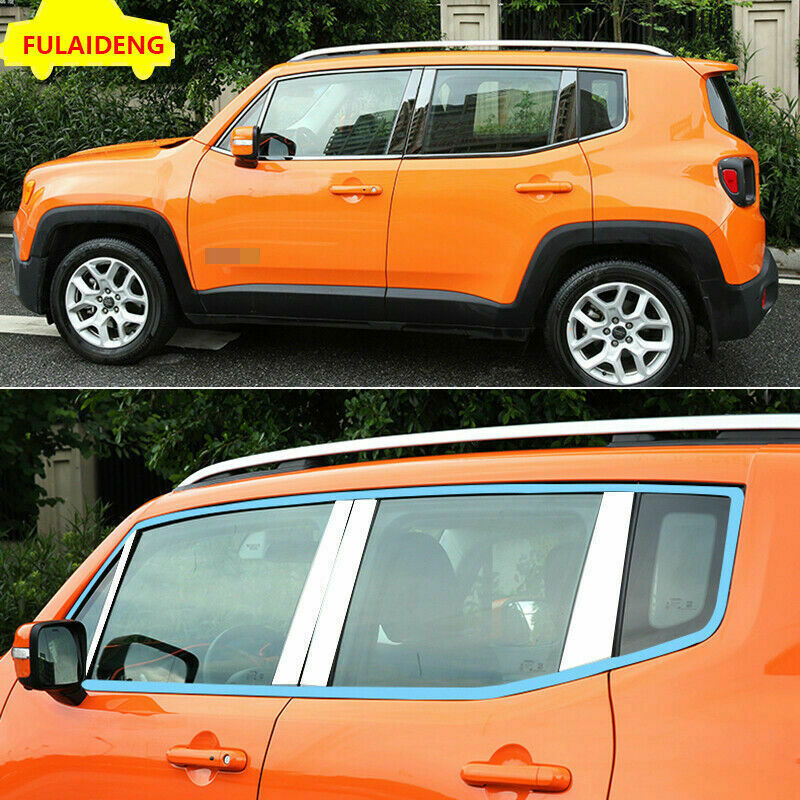 10P for Jeep Renegade 2016-22 Glossy Black Window Sill Frame Molding Trim Cover