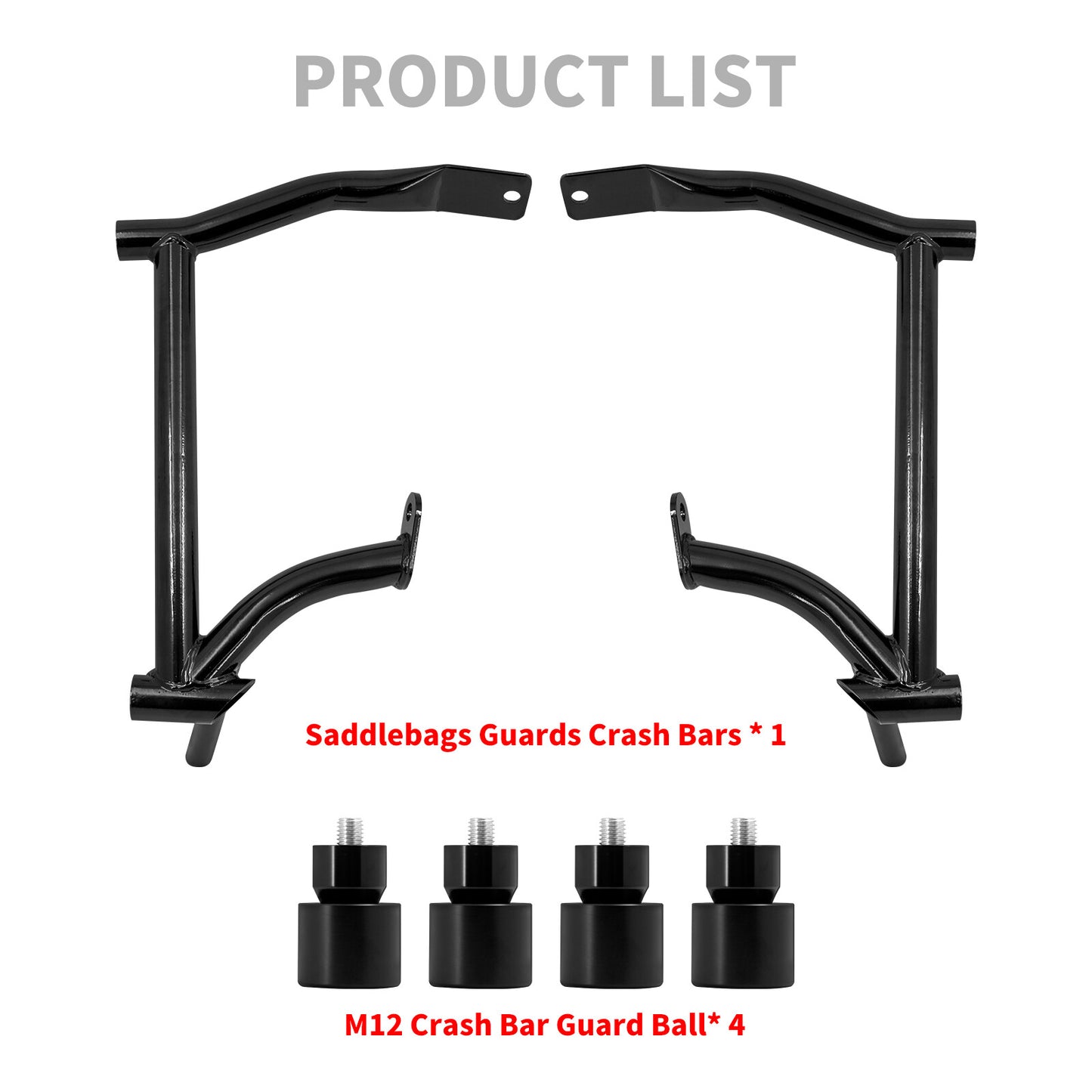Saddlebag Guard Crash Bars w/ Black Guard Ball for Harley Road Electra Glide 09+