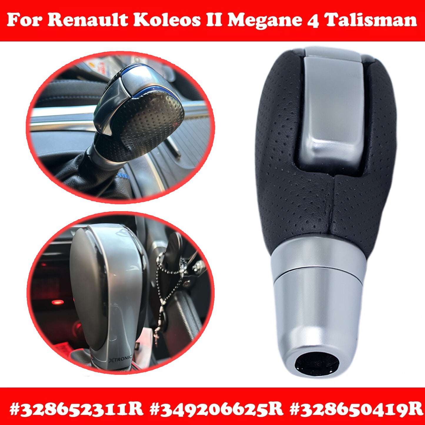 Automatic Gear Shift Knob for Renault Koleos 1 2 Megane 4 PU Leather 328650419R