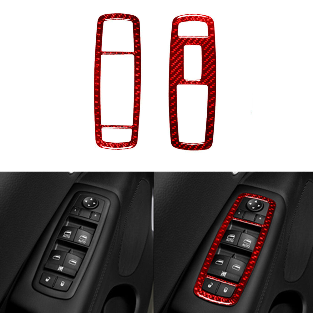 Red Carbon Fiber Front Door Door Control Cover Trim for Dodge Durango 2014-2020
