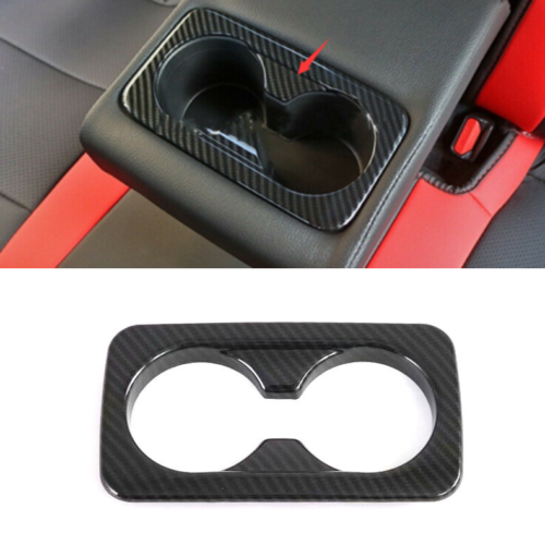 2020-2023 for Kia Seltos Carbon Fiber ABS Rear Water Cup Holder Frame Cover Trim