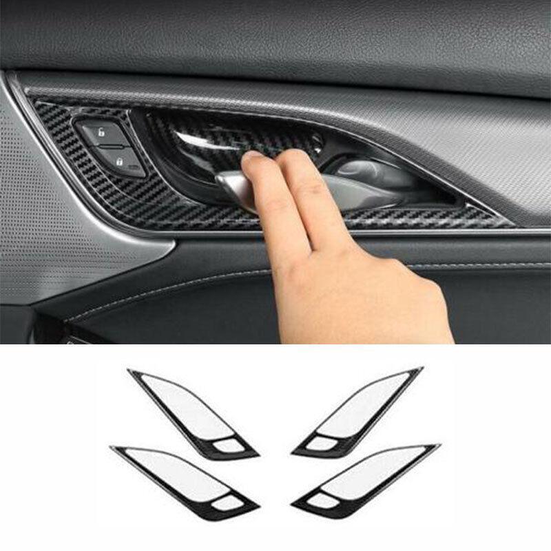 for Cadillac CT5 2020-2023 Carbon Fiber Steel Interior Door Handle Cover Trim