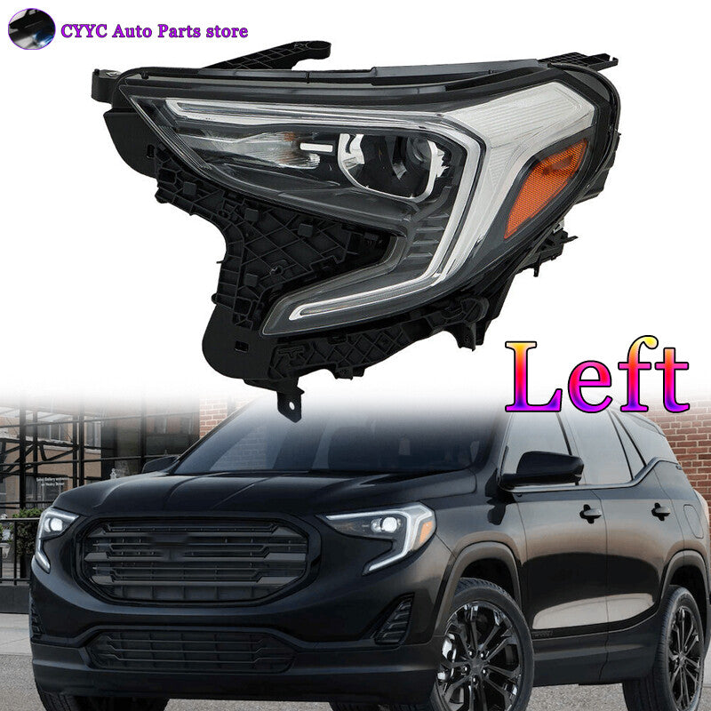 Left Headlights For 2018-2021 for GMC Terrain Headlamps Clear Xenon HID Chrome