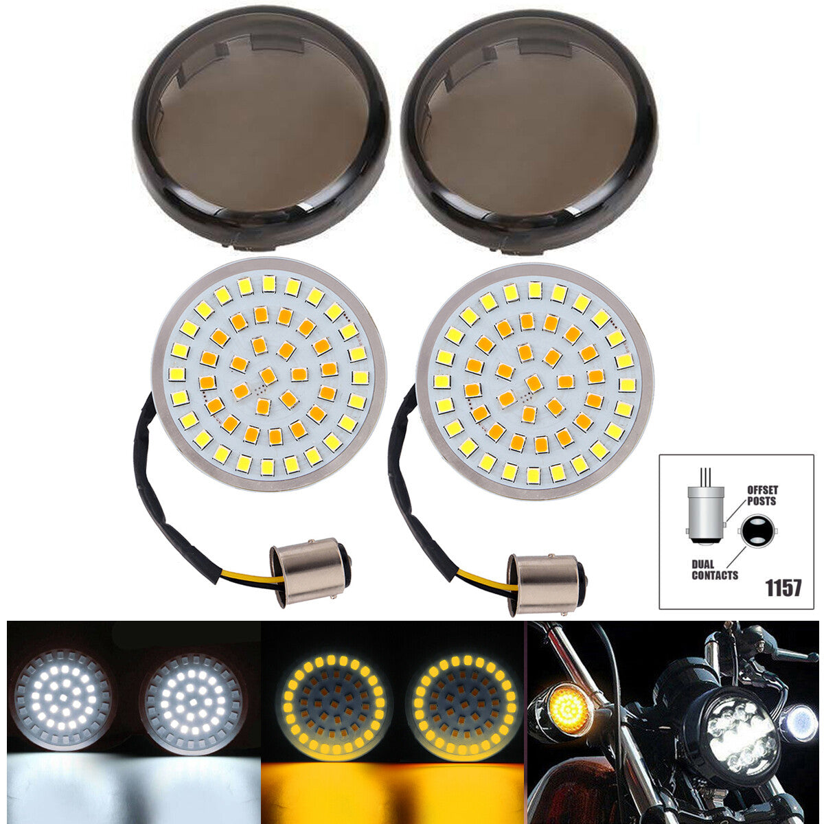 2-inch LED 1157 front and rear turn signal light inserts + smoke lens suitable for Harley-Davidson .