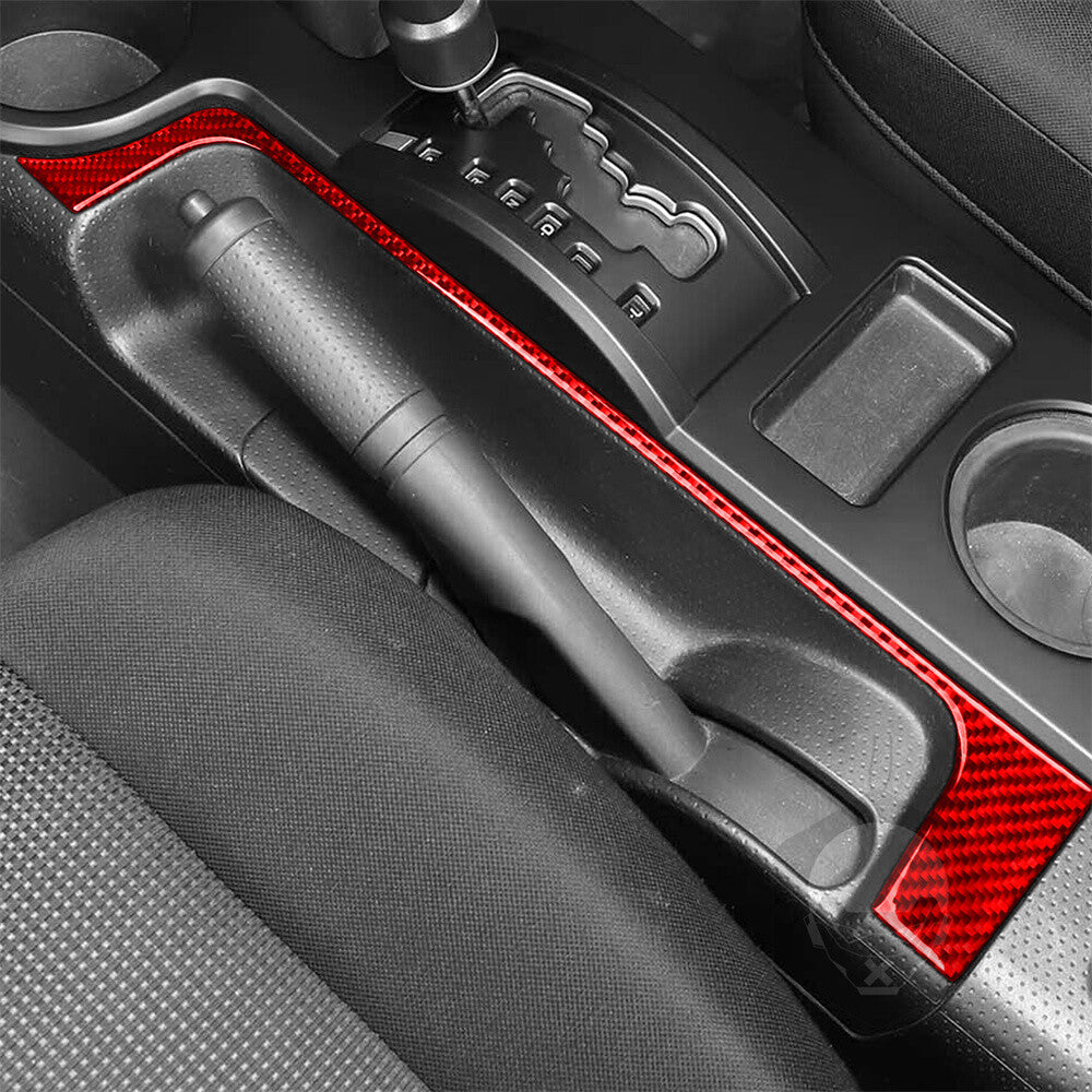 For Toyot@ FJ Cruiser 07-21 Central Control Handbrake Side Tirm Red Carbon Fiber