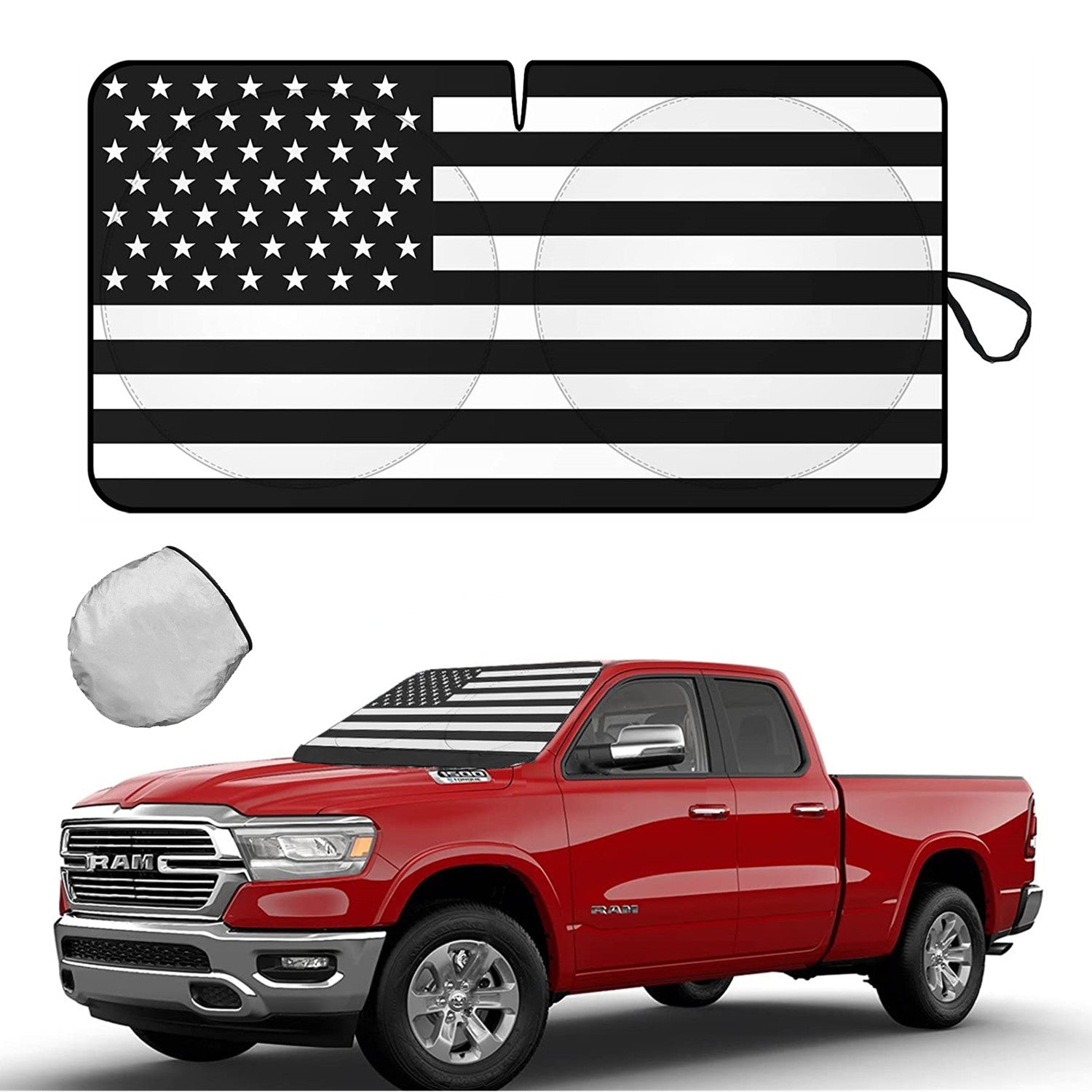 for Dodge Truck Windshield Sun Shade American US Flag UV Block Front Cover Visor