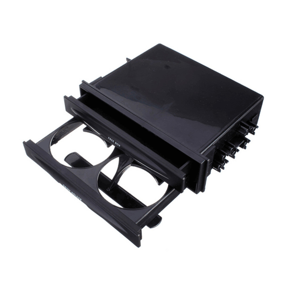 Black Car Radio Stereo Storage Double 2Din Dash Trim Kit Pocket Box w/Cup Holder