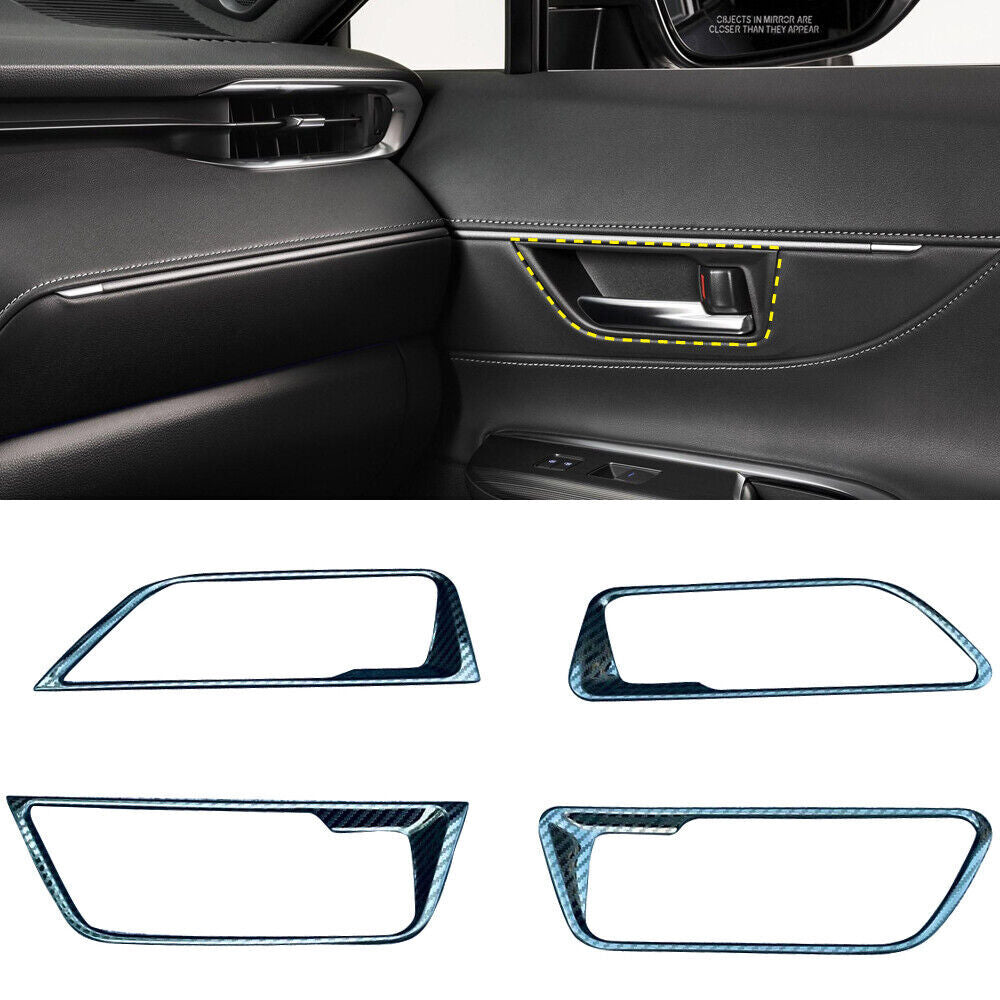 Steel Interior Door Handle Frame Trims Carbon For 2020-2023 for Toyota Harrier Venza