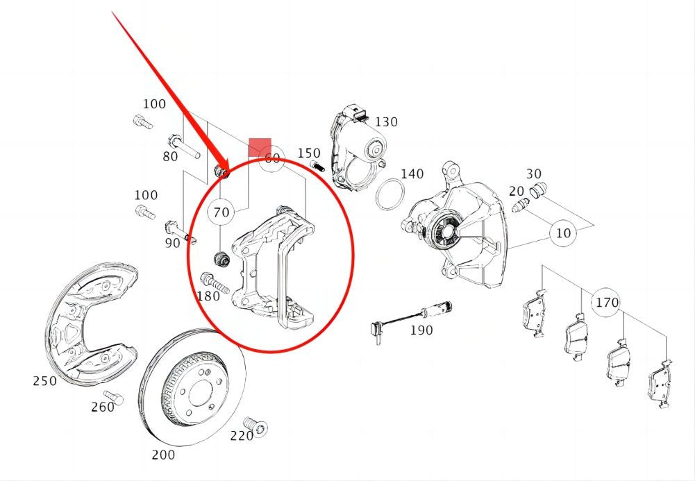 Brake caliper brackets are compatible with for Mercedes-Benz E-Class C238 (2017-2022).