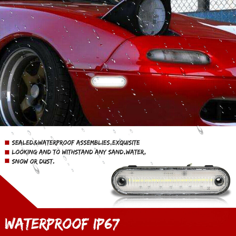 Two transparent front and rear white LED side marker lights for 1990-2005 for Mazda Miata MX-5.