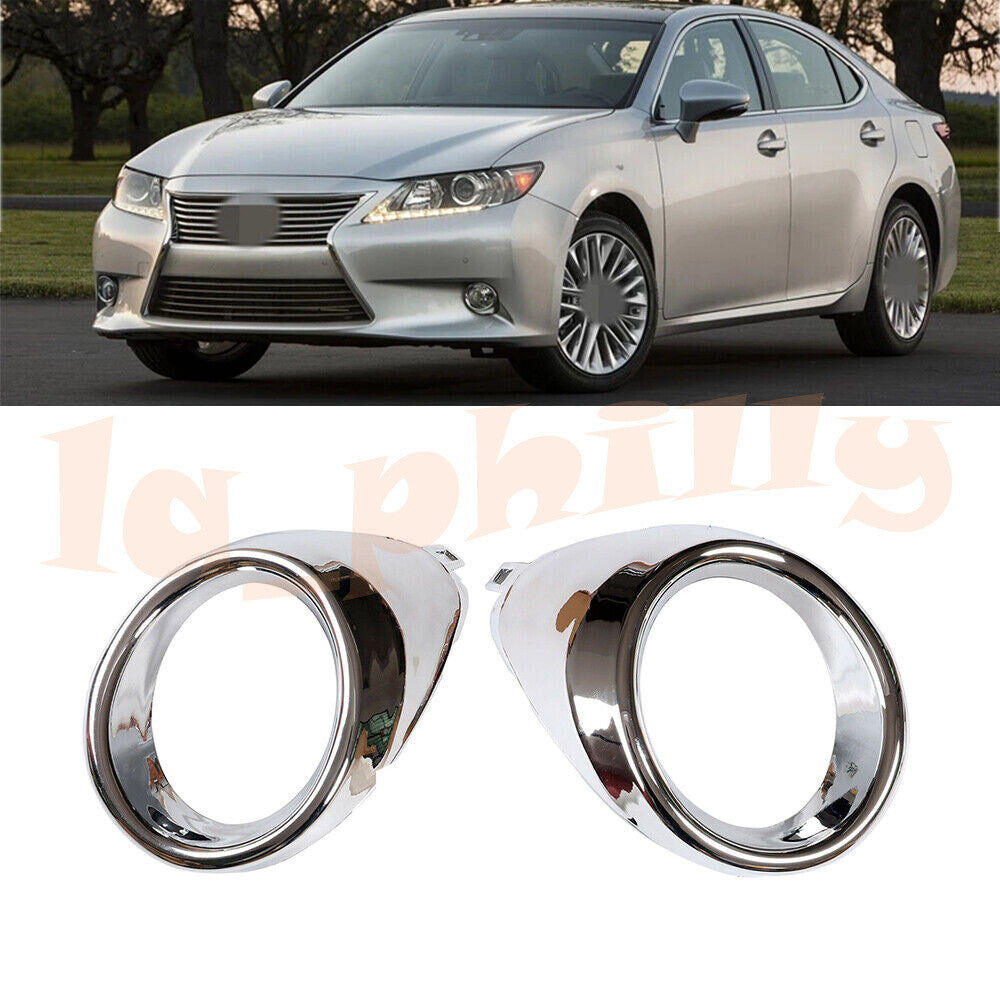 2Pcs Front Fog Lights Lamp Cover Trim For 13-15 for Lexus ES300h ES350 Chrome RHLH