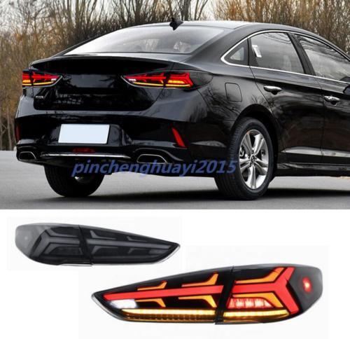 LED Smoked Black Left + Right Rear Taillights (Pair) for 2018-2019 for Hyundai Sonata