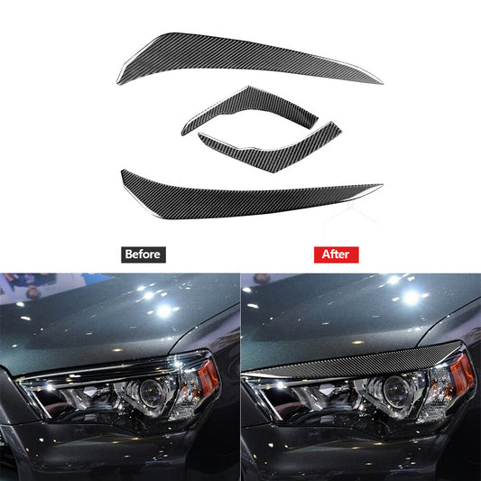 Carbon Fiber Headlight Eyebrow Scuff Cover Trim for Toyota 4Runner 2010-2020