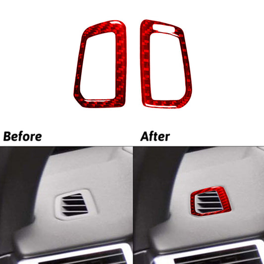 2x Red Carbon Fiber Side Air Vent Trim for Land Rover Discovery Sport 2015-2019