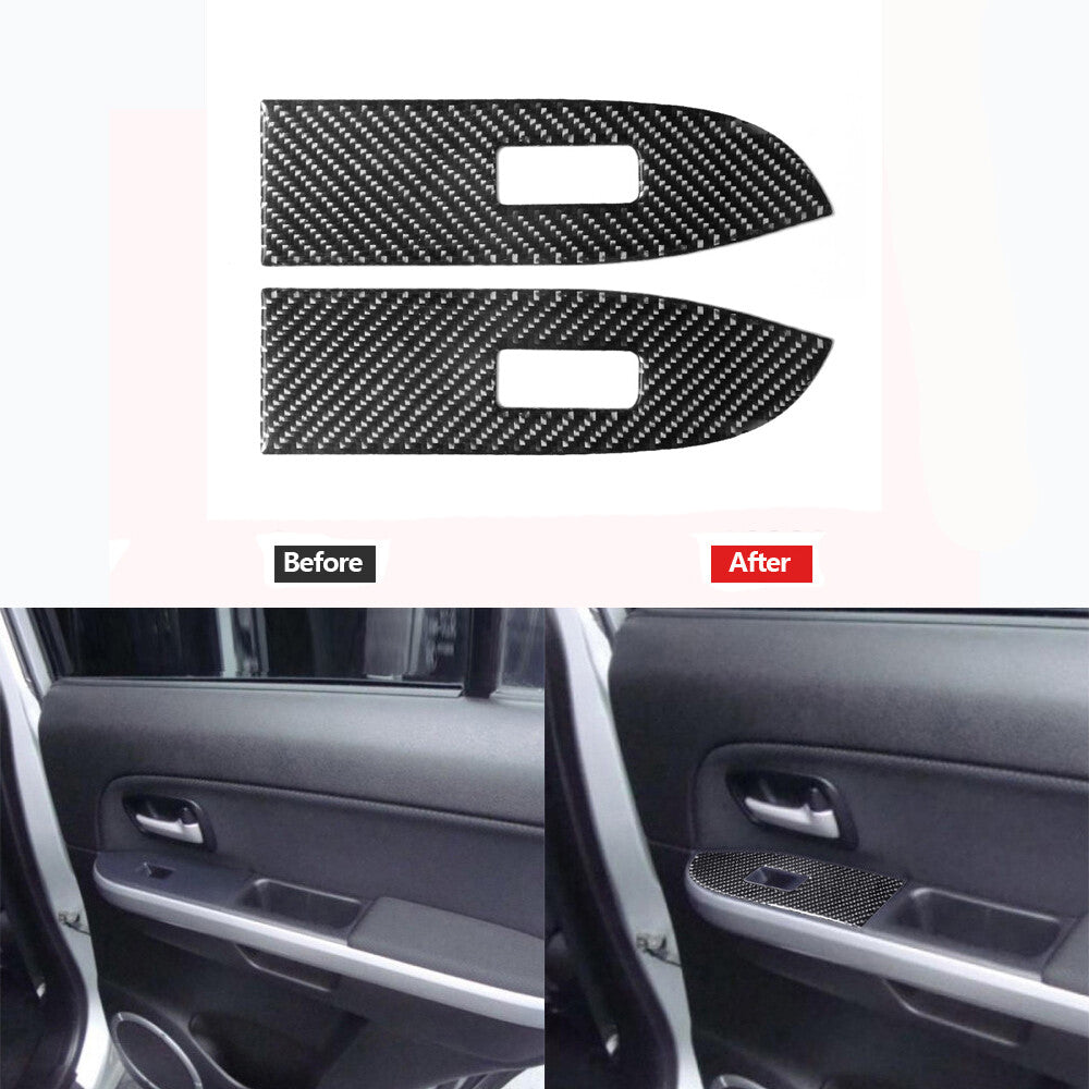 Carbon Fiber Rear Window Switch Panel Cover Trim for Suzuki Grand Vitara 2006-13