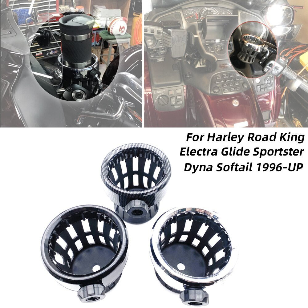 for Harley Davidson Handlebar Cup Holder Drink W/ Mesh Basket Mount Universal