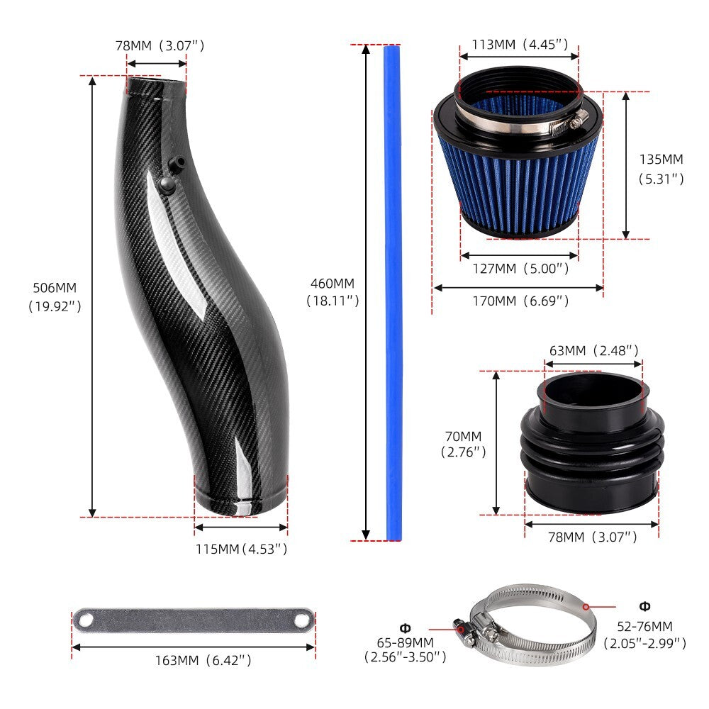 Real Carbon Fiber Cold Air Intake Pipe Kit for Civic 92-95 EG / for Civic 96-00 EK