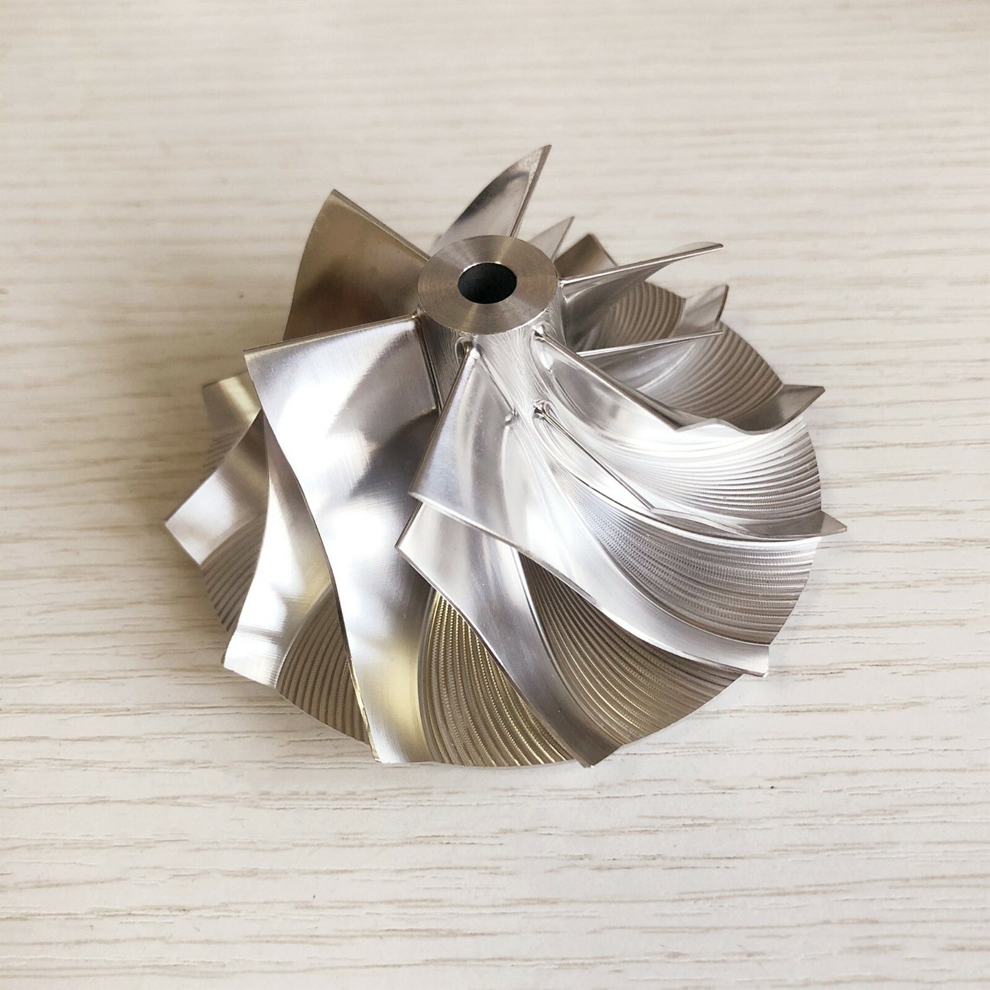 T04E 6+6 Blade 54.30/82.00 mm Turbocharger Aluminum 2618/Billed Steel Compressor Wheel