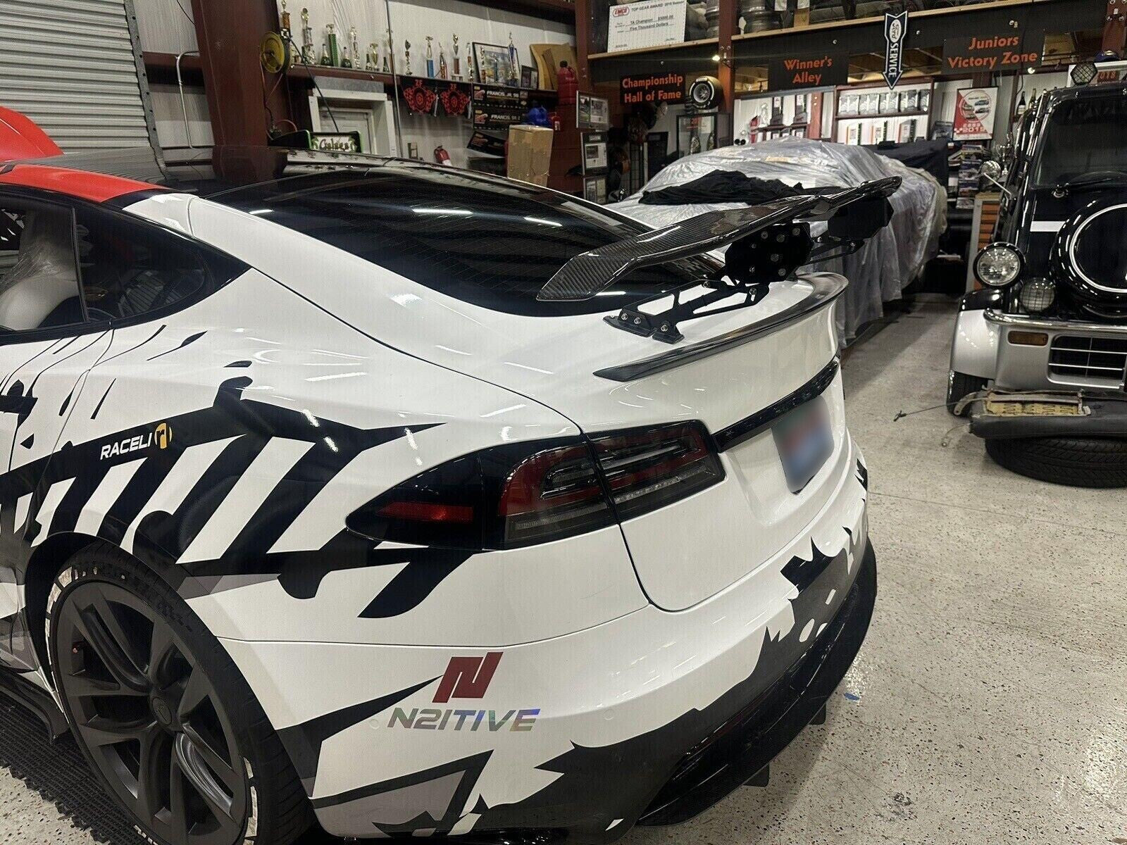 Automatic Adjustable Trunk Tail Carbon Fiber Spoiler Wing for Tesla for model S