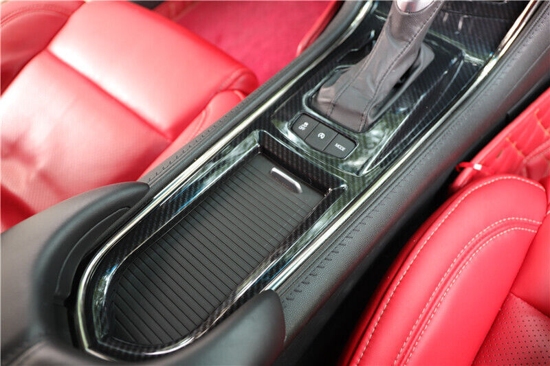 Middle Console Gear Shift Panel Trim for Cadillac ATSL 14-17 Black Carbon Fiber