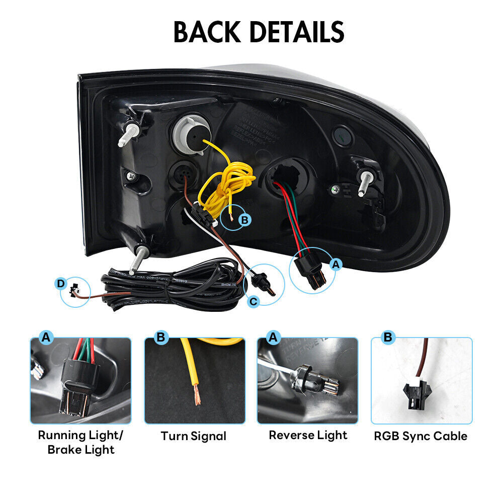 for Toyota FJ Cruiser 2007-2020 Smoked Rear Lamps Assembly RGB LED Tail Lights