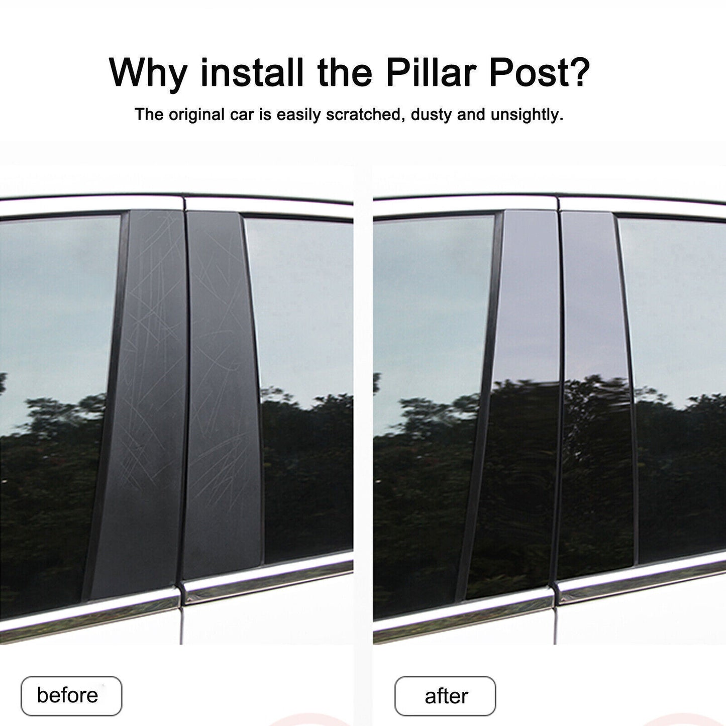 for Porsche for Panamera 09-2014 Piano Black Pillar Posts Door Window Molding Strip