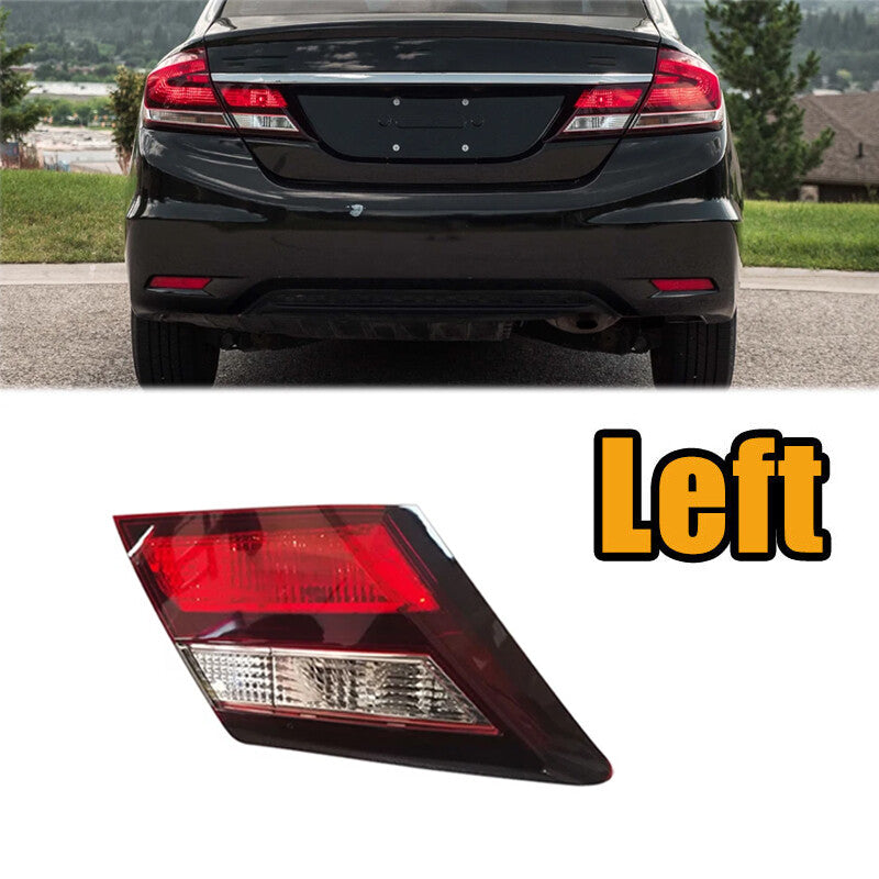 Halogen Tail Light For 2013-2015 for Honda for Civic Sedan Left Inner Clear/Red w/ Bulbs