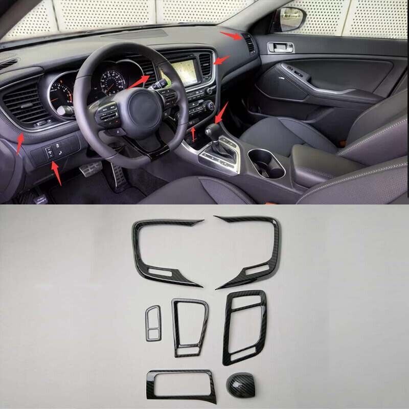 for Kia Optima 2011-13 Carbon Fiber Inner Dashboard Panel Dash Cover Trim Kit 7x