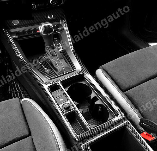 for Audi Q3 2019-2022 Carbon Fiber Gear Shift Panel Water Cup Holder Cover Trim