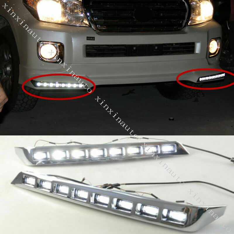 LED Daytime Running Fog Lights DRL 8LED Bulbs for Toyota for Land Cruiser 2012-2015