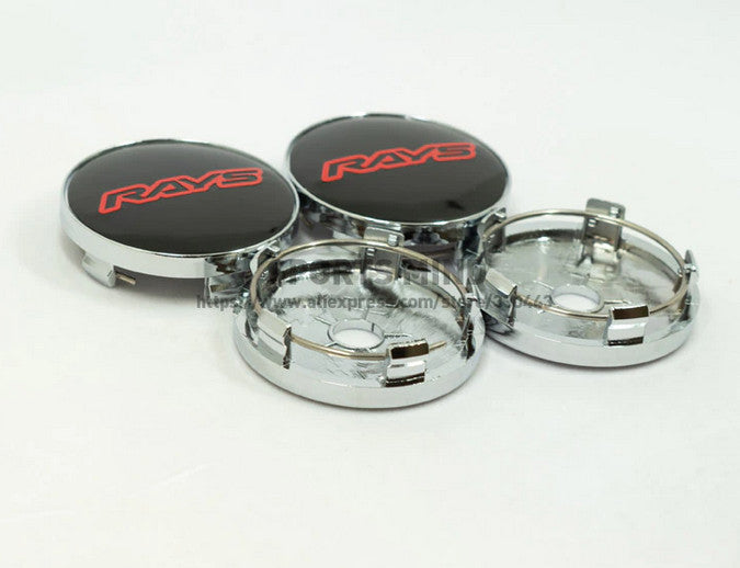 4-piece set of 69mm working emotion red and black wheel center caps, hubcaps, badges, decals, badges