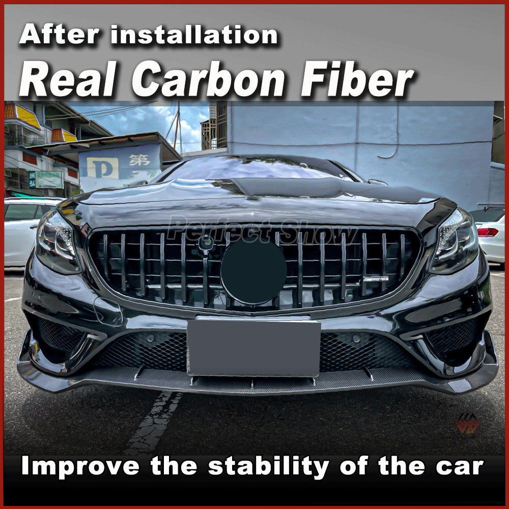 REAL CARBON Front Bumper Lip Chin Fit for Mercedes C217 S500 S550 SPORT Coupe