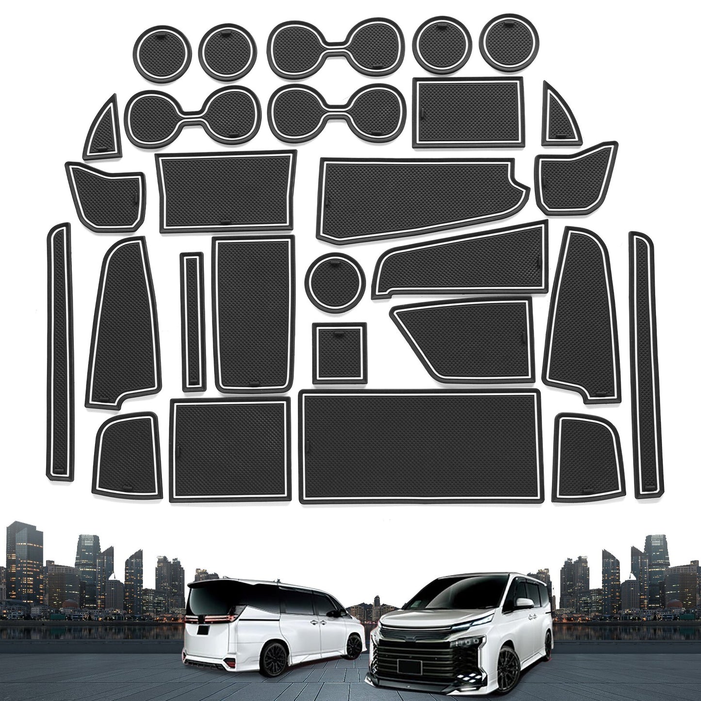 Car Gate Slot Pad for Toyota Noah Voxy 90 Series Anti-Slip Mat Accessories WHITE