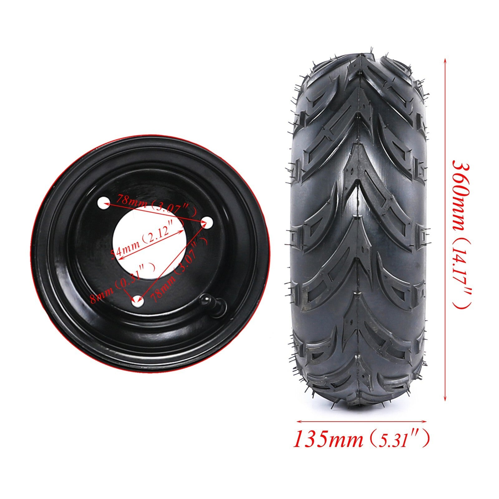 4-piece set of 145/70-6 tires, rims, 6-inch wheels, rims, and steering joints for all-terrain for mini bicycles and four-wheelers.