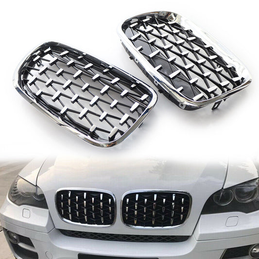 Diamond Style Chrome Front Kidney Grille Grill for BMW X5 E70 X6 E71 2007-13
