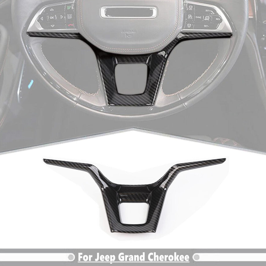Carbon fiber car steering wheel cover trim for Jeep Grand Cherokee 22-2024 - Accessories