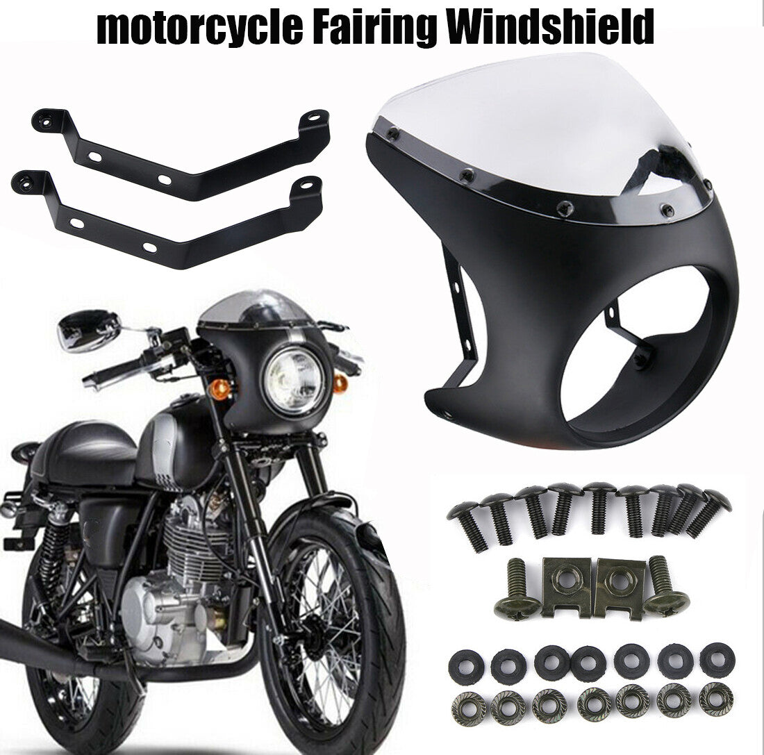 7-inch motorcycle headlight, handlebar pad, black rearview mirror, windshield suitable for Cafe Racer