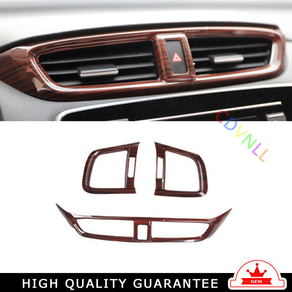 Middle Air Outlet Vent Cover Trim 2 for Honda CRV CR-V 2017-2022 Red Wood Grain