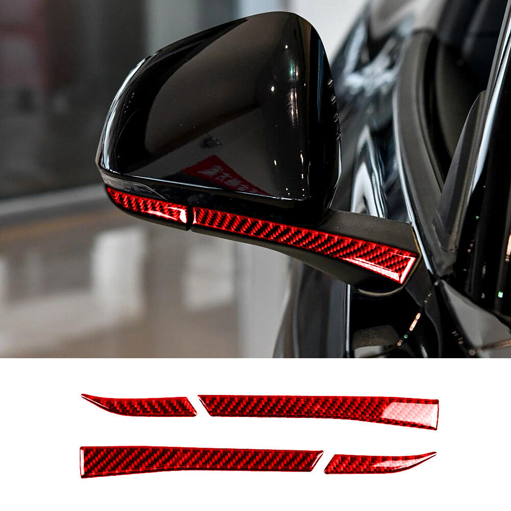 Red Carbon Fiber Side Rearview Mirror Mouldings Cover for Ford for Mustang 2015-2022