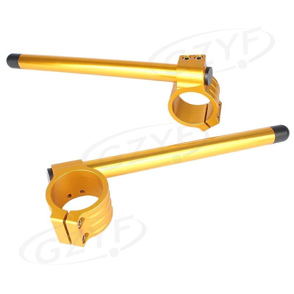 Motor 37mm Left+Right Clip On Handlebar Fork Tube Universal Gold Aluminum